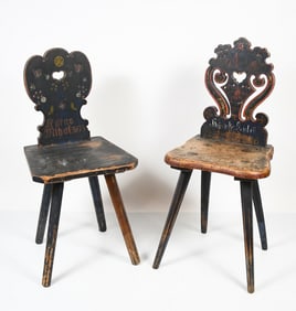 2 EARLY HUNGARIAN PAINTED SIDE CHAIRS