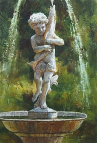 JOSEPH BOHLER FOUNTAIN STUDY PAINTING