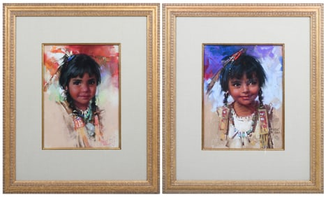 TWO HARLEY BROWN NATIVE AMERICAN PASTELS