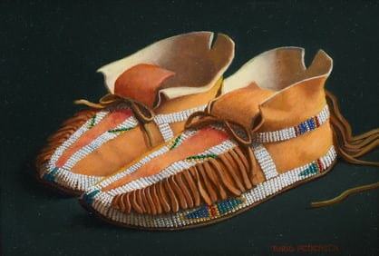 TURID PEDERSON PLAINS INDIAN MOCCASINS PAINTING