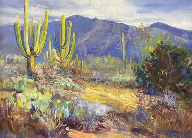 ARLINE TINUS DESERT CACTUS LANDSCAPE PAINTING