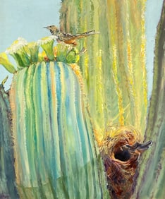 ARLINE TINUS CACTUS BIRDS PAINTING