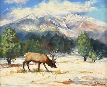 ARLINE TINUS WINTER ELK PAINTING
