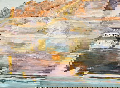 ARLINE TINUS WESTERN LAKE SCENE PAINTING