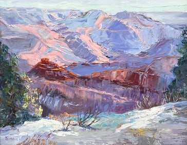 ARLINE TINUS WESTERN WINTER MOUNTAIN LANDSCAPE