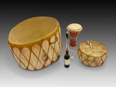 3 NATIVE AMERICAN DRUMS