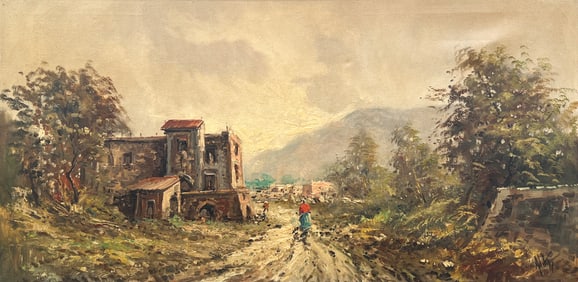 LARGE ANTONIO DEVITY COUNTRY LANDSCAPE PAINTING