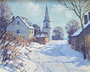 A.J. SCHRAM WINTER VILLAGE PAINTING