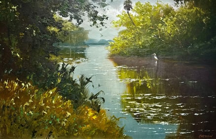 LARGE VIBRANT HAROLD NEWTON HIGHWAYMEN PAINTING
