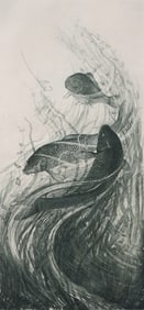 CHARLES MIELATZ ART NOUVEAU KOI ENGRAVING
