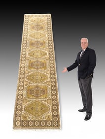 ESTATE ORIENTAL GREY/BROWN RUNNER W/ MEDALLIONS
