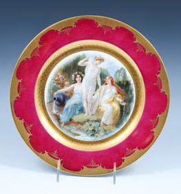 CZECHOSLOVAKIAN PORCELAIN PLATE WITH 3 BEAUTIES