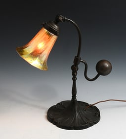 R.B. & CO. BRONZE DESK LAMP W/ CYPRIOTE SHADE