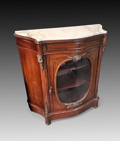 MARBLE TOP VICTORIAN SIDE CABINET