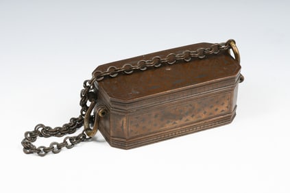 ANTIQUE FILIPINO INLAID BRONZE BETEL NUT BOX