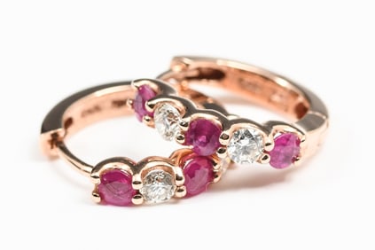 14K DIAMOND & RUBY EARRINGS