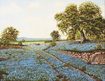 TEXAS BLUEBONNET MEADOW PAINTING SIGNED SCHMOLDT