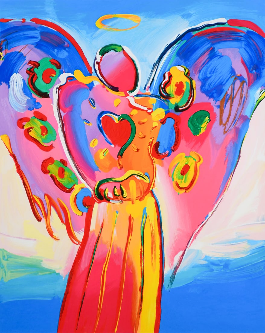 LARGE PETER MAX "ANGEL WITH HEART" SERIGRAPH (1 of 5)