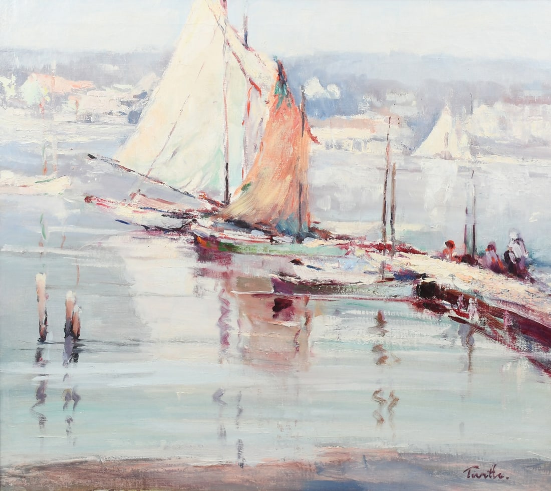 ARNOLD TURTLE IMPRESSIONIST HARBOR SCENE (1 of 4)