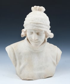DECO-ERA MARBLE BUST OF A YOUNG WOMAN