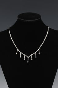 14K WHITE GOLD DIAMOND FRINGE NECKLACE