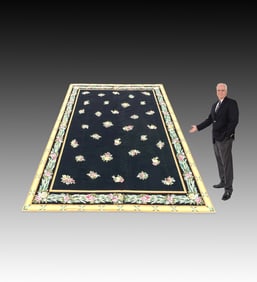 ESTATE ORIENTAL CARPET AUBUSSON BLACK FIELD