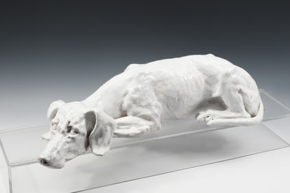 PAINTED ITALIAN TERRACOTTA WHIPPET SCULPTURE