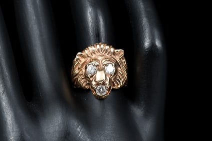 FIERCE 14K GOLD LION RING