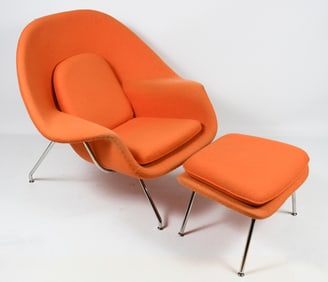 AFTER EERO SAARINEN WOMB CHAIR & OTTOMAN