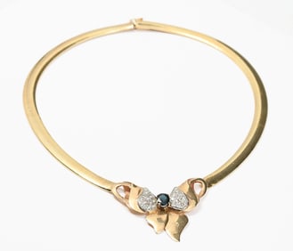 ITALIAN 14K GOLD/DIAMOND/SAPPHIRE NECKLACE