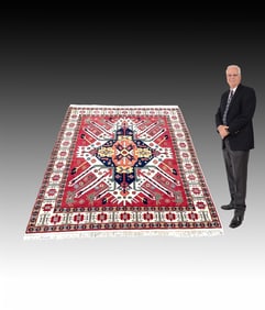 ESTATE ORIENTAL CARPET VIBRANTLY HUED KAZAK