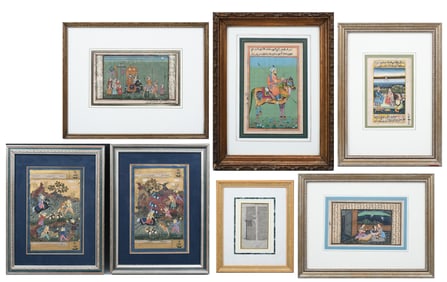 7PC. PERSIAN PAINTING LOT