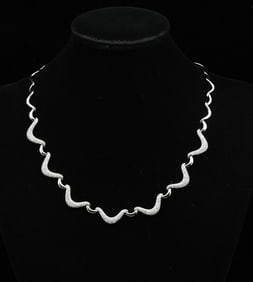 14K DIAMOND SCALLOP LINK NECKLACE