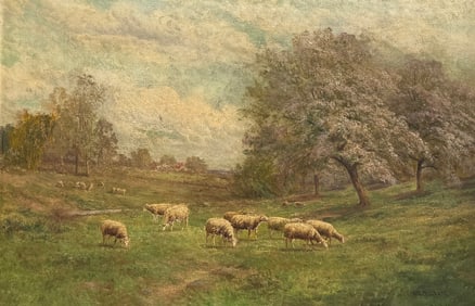 THOMAS B. CRAIG LANDSCAPE WITH SHEEP PAINTING