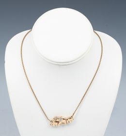 CHARMING 14K ELEPHANT NECKLACE