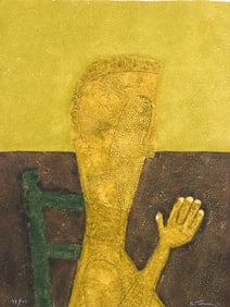 RUFINO TAMAYO ETCHING MAN IN GREEN CHAIR
