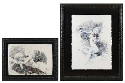 PAIR OF CHARLES BILLICH EROTIC LITHOGRAPHS