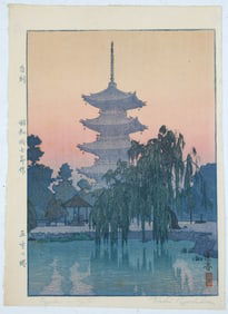 "PAGODA IN KYOTO" TOSHI YOSHIDA WOODBLOCK