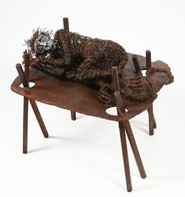 JOSH COTE BRONZE TABLE MONKEY SCULPTURE