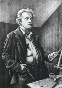 THOMAS HART BENTON SELF PORTRAIT LITHOGRAPH