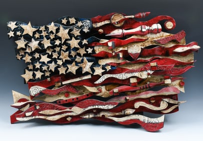 AMERICAN FLAG WALL SCULPTURE BY FLAGMAN