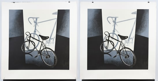 TWO LOWELL NESBITT BICYCLE LITHOGRAPHS