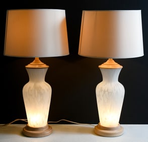 PAIR ITALIAN MURANO ART GLASS TABLE LAMPS