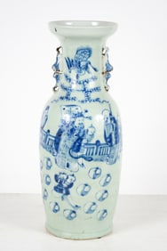 19TH-C. CELADON CHINESE PORCELAIN FIGURAL VASE