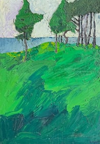 SYLVIA FARRER BORNARTH NEW YORK PINE TREES PAINTIN
