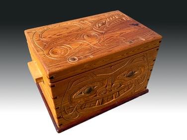 GEORGE STORRY HAIDA CARVED WOLF BLANKET CHEST