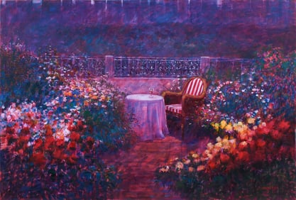 LARGE SANG-HA CHOI FLOWER GARDEN PAINTING