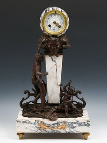 FRENCH MEDAILLE D' ARGENT VINCENTI FIGURAL CLOCK