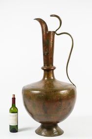 LARGE BRASS ENGRAVED SYRIAN EWER / PITCHER