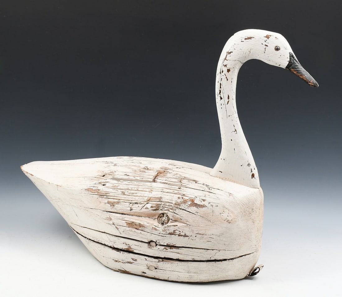 FRED SCHEIBER CARVED & PAINTED FOLK ART SWAN DECOY (1 of 5)